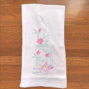 Pastel Blue Scarf with Hand Embroidery